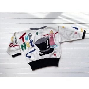 Berek‎ sweater 80s vintage Top Hat Fred Astaire Ginger Rogers novelty sweater